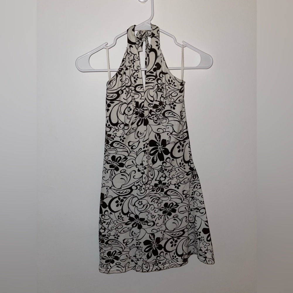 Women’s tropical vacation halter top dress.